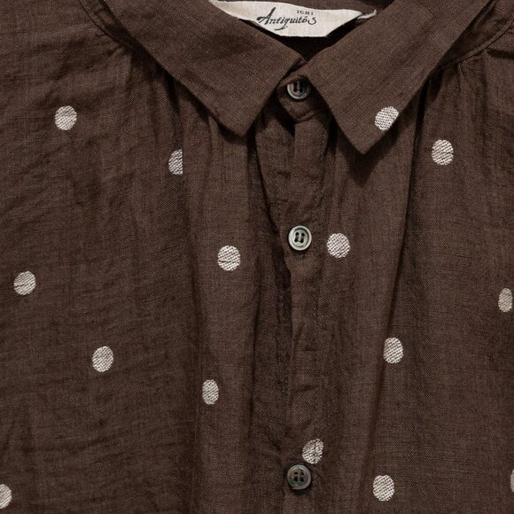 ICHI Antiquites Linen Dot Shirt - Brown x Natural - Picture 3 of 4